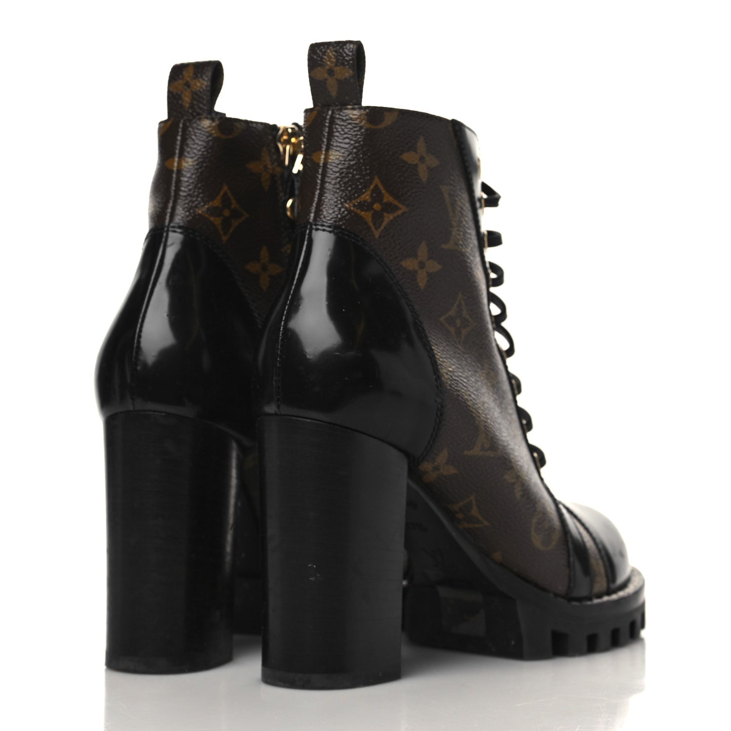 Patent Calfskin Monogram Star Trail Ankle Boots 37.5 Black