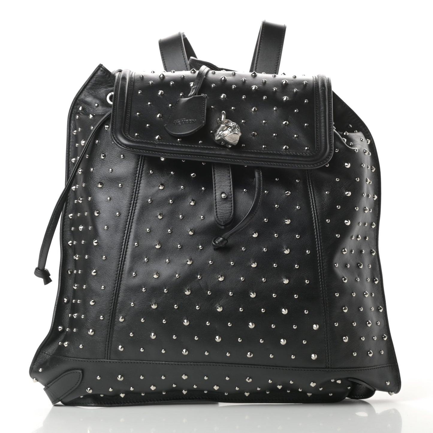 Calfskin Studded Padlock Backpack Black