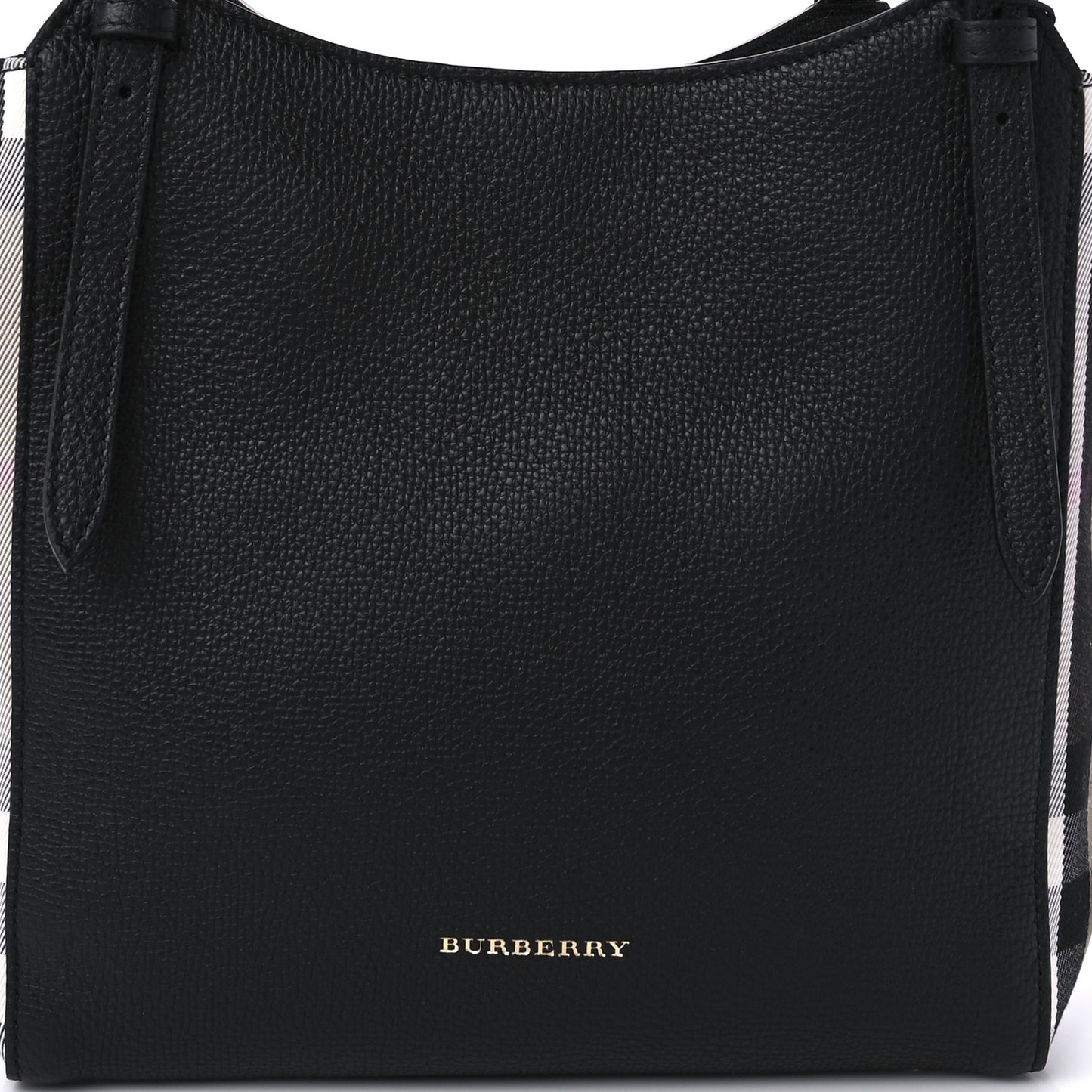 Grainy Calfskin House Check Small Canterbury Tote Black
