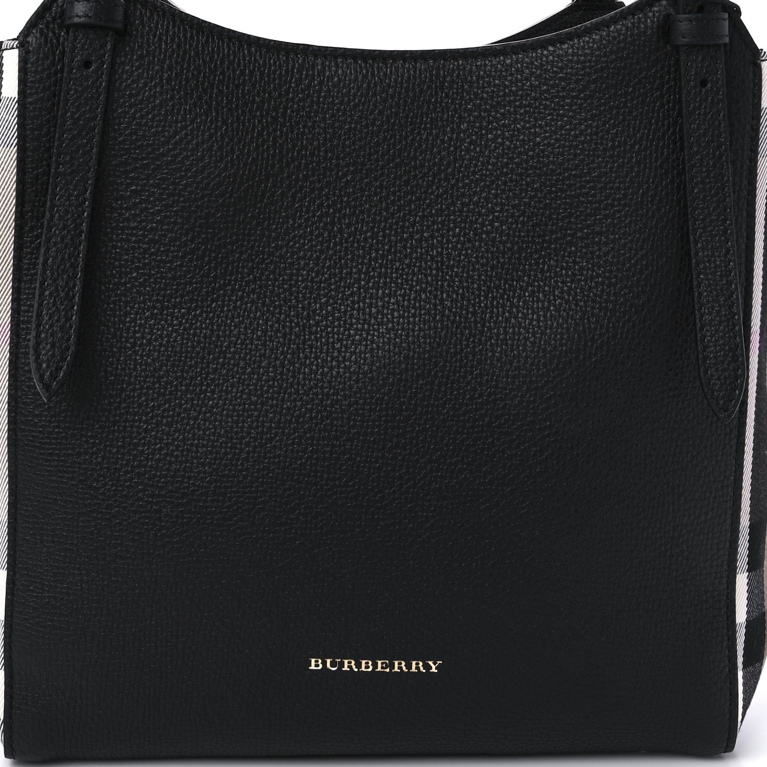 Burberry Grainy Calfskin House Check Small Canterbury Tote Black 9 of 10