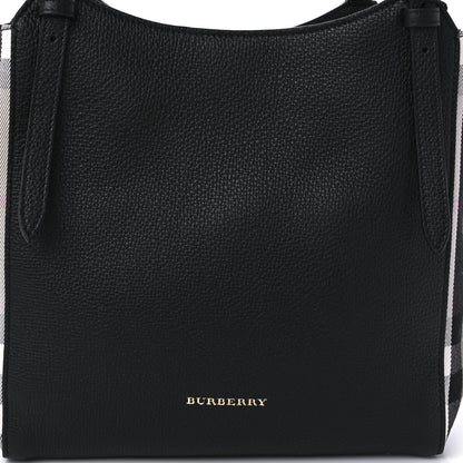 Burberry Grainy Calfskin House Check Small Canterbury Tote Black 9 of 10