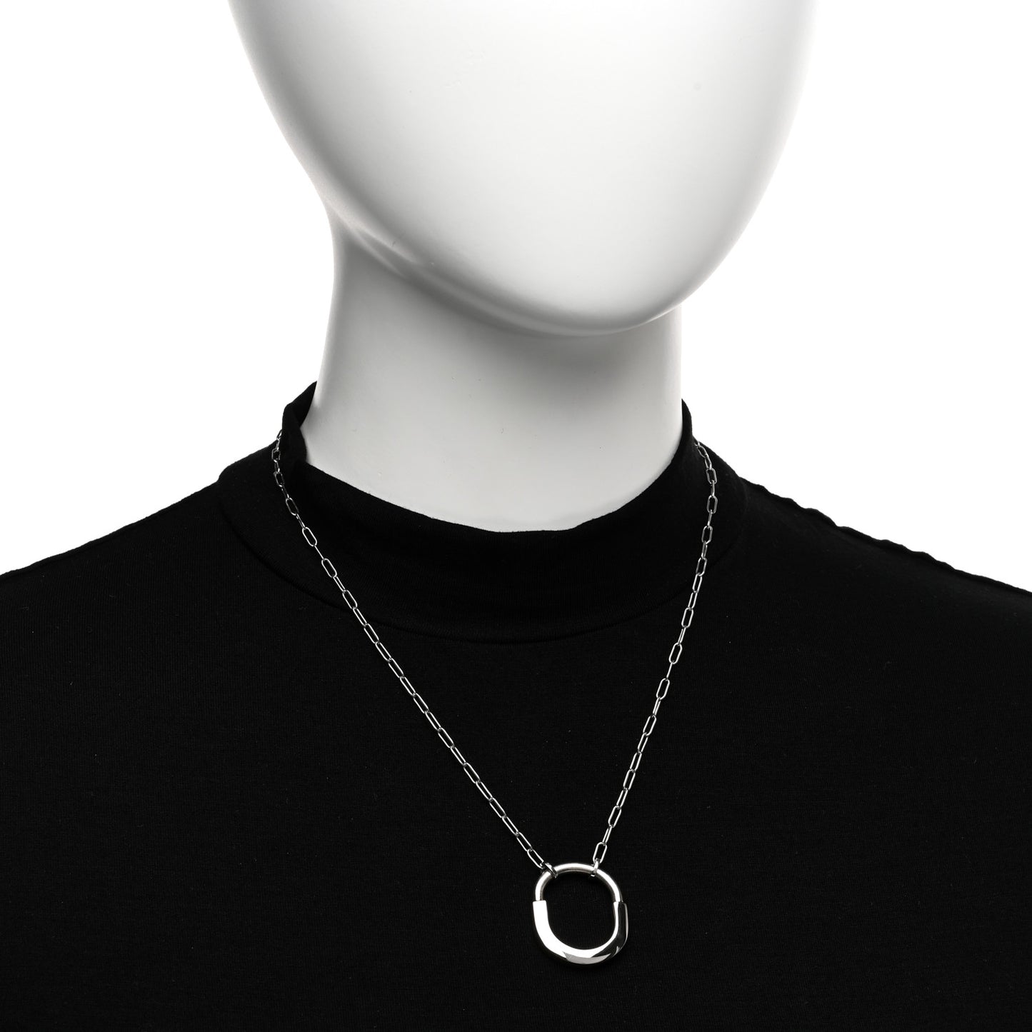 18K White Gold Medium Lock Pendant Necklace