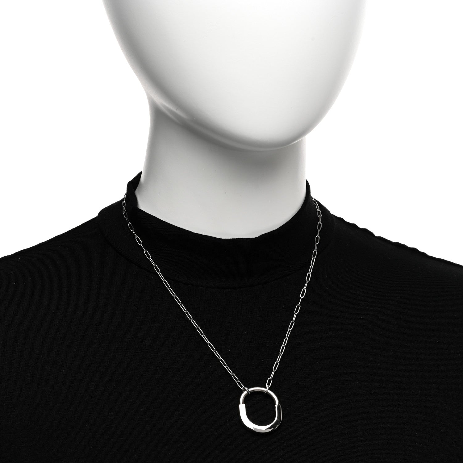 Tiffany 18K White Gold Medium Lock Pendant Necklace 2 of 5