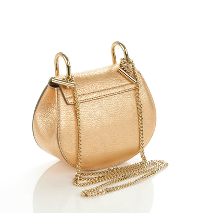 Chloe Metallic Grained Goatskin Nano Drew Shoulder Bag Abstract Gold 3 of 7