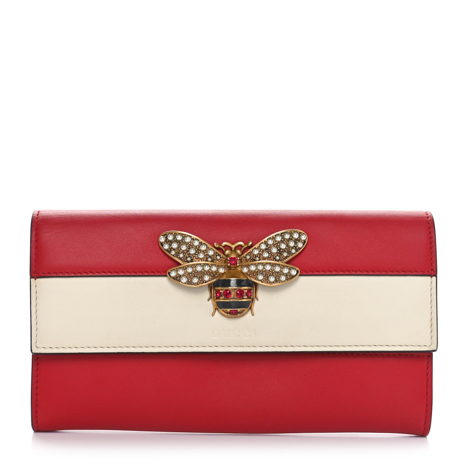 Gucci Calfskin Queen Margaret Flap Wallet Hibiscus Red Mystic White 1 of 10