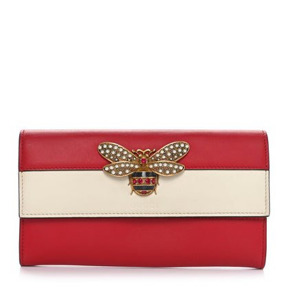 Gucci Calfskin Queen Margaret Flap Wallet Hibiscus Red Mystic White 1 of 10