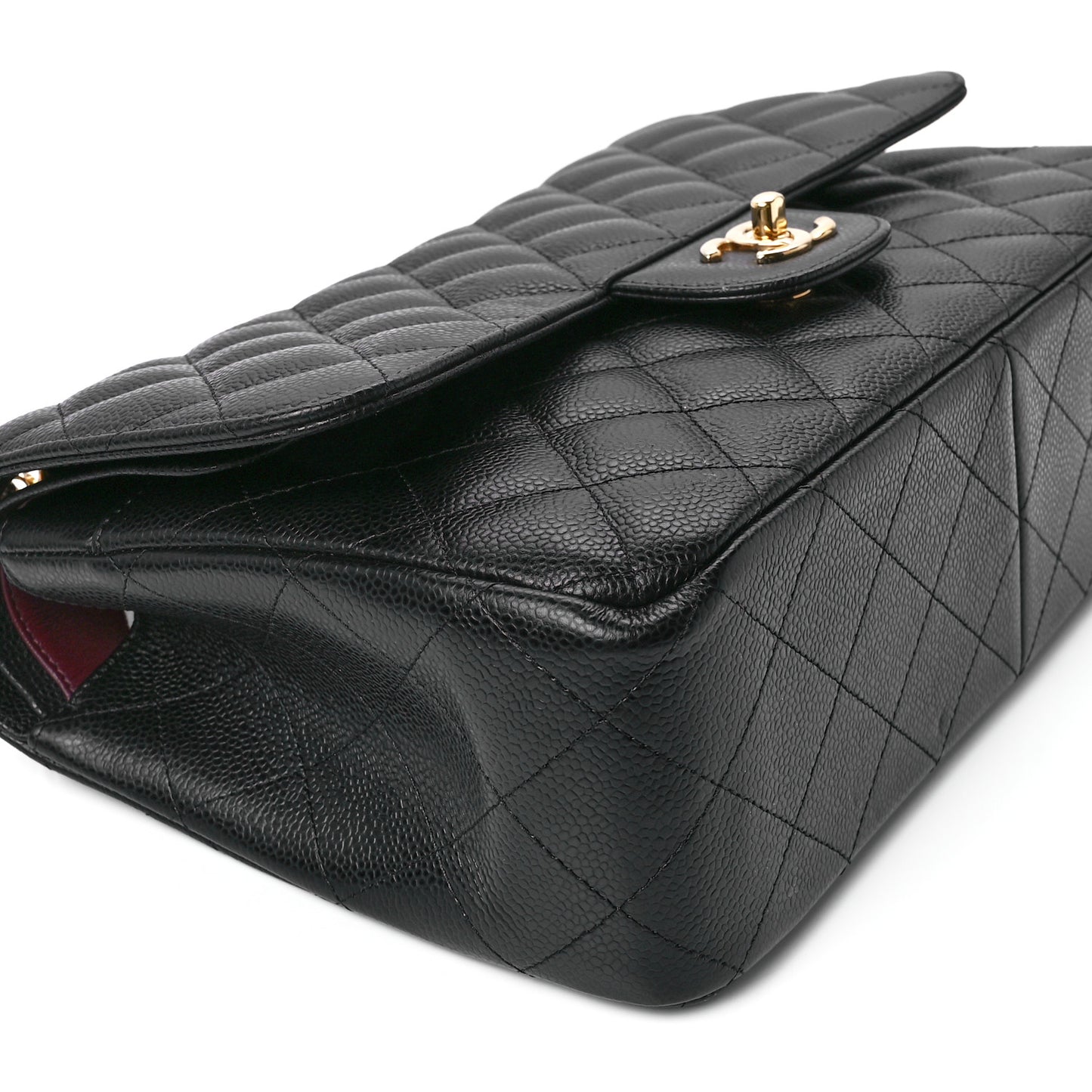 Caviar Quilted Jumbo Double Flap Black