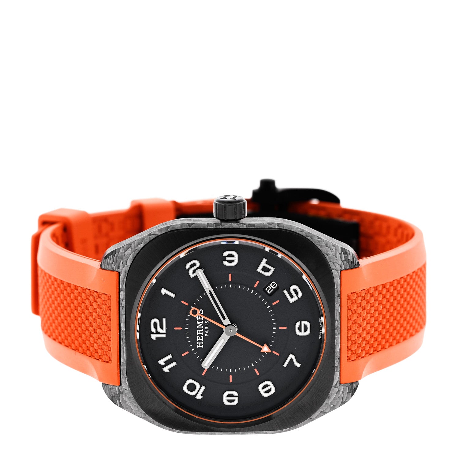 Hermes Glass Fiber Ceramic Rubber 39mm H08 Automatic Watch Orange 2 of 5