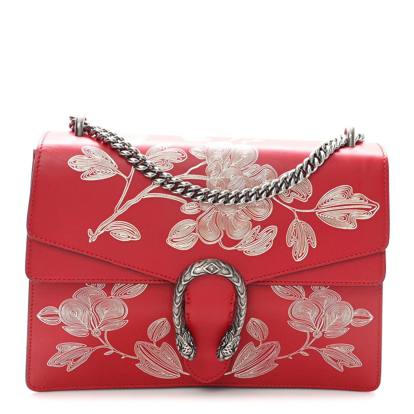 Calfskin Chinese New Year Medium Dionysus Shoulder Bag Hibiscus Red