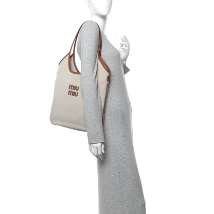 Miu Miu Canvas Ivy Beige Brandy 2 of 9