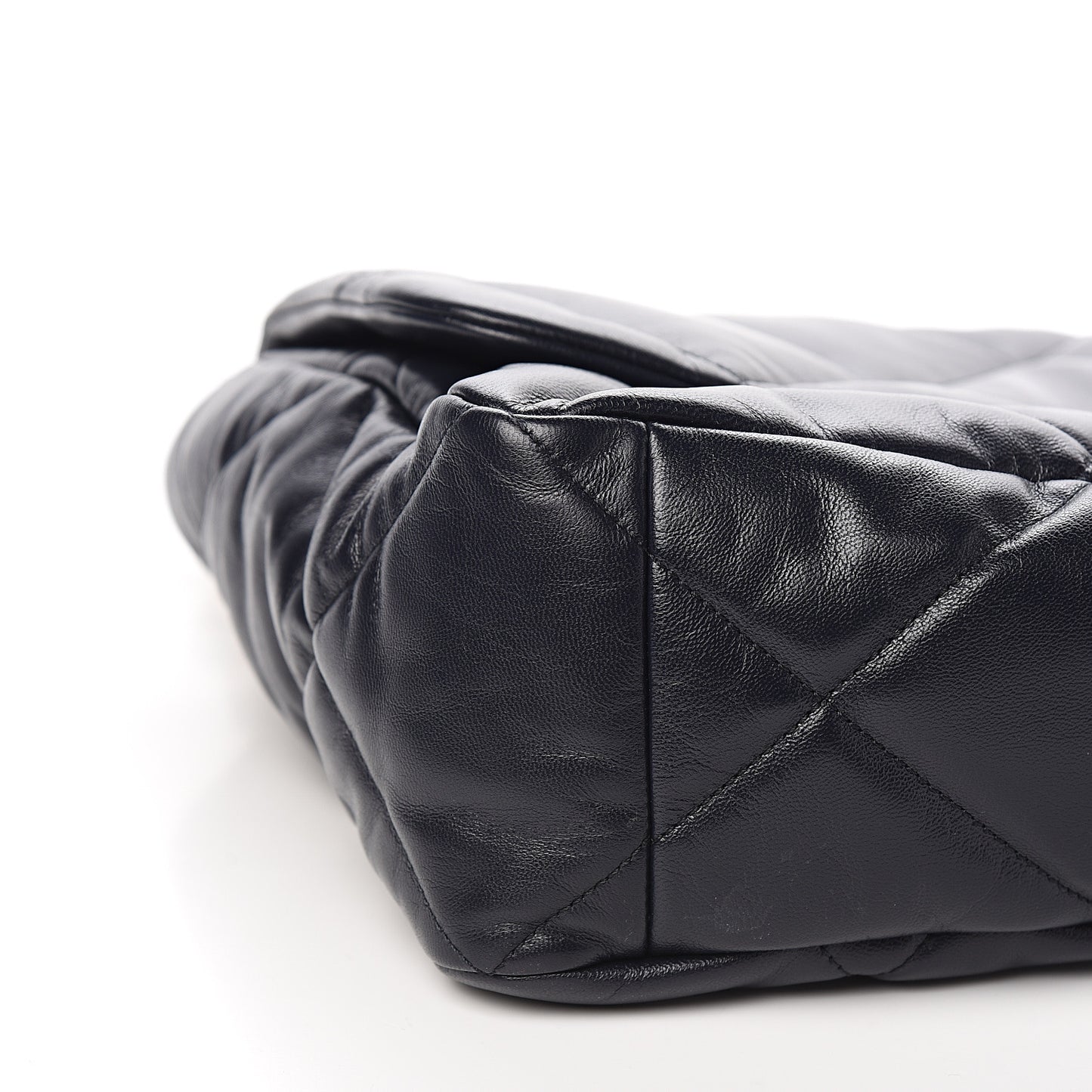 Shiny Goatskin Quilted Maxi 19 Flap Navy Blue