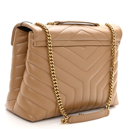 Saint Laurent Calfskin Y Quilted Monogram Medium Loulou Chain Satchel Dark Beige 3 of 8
