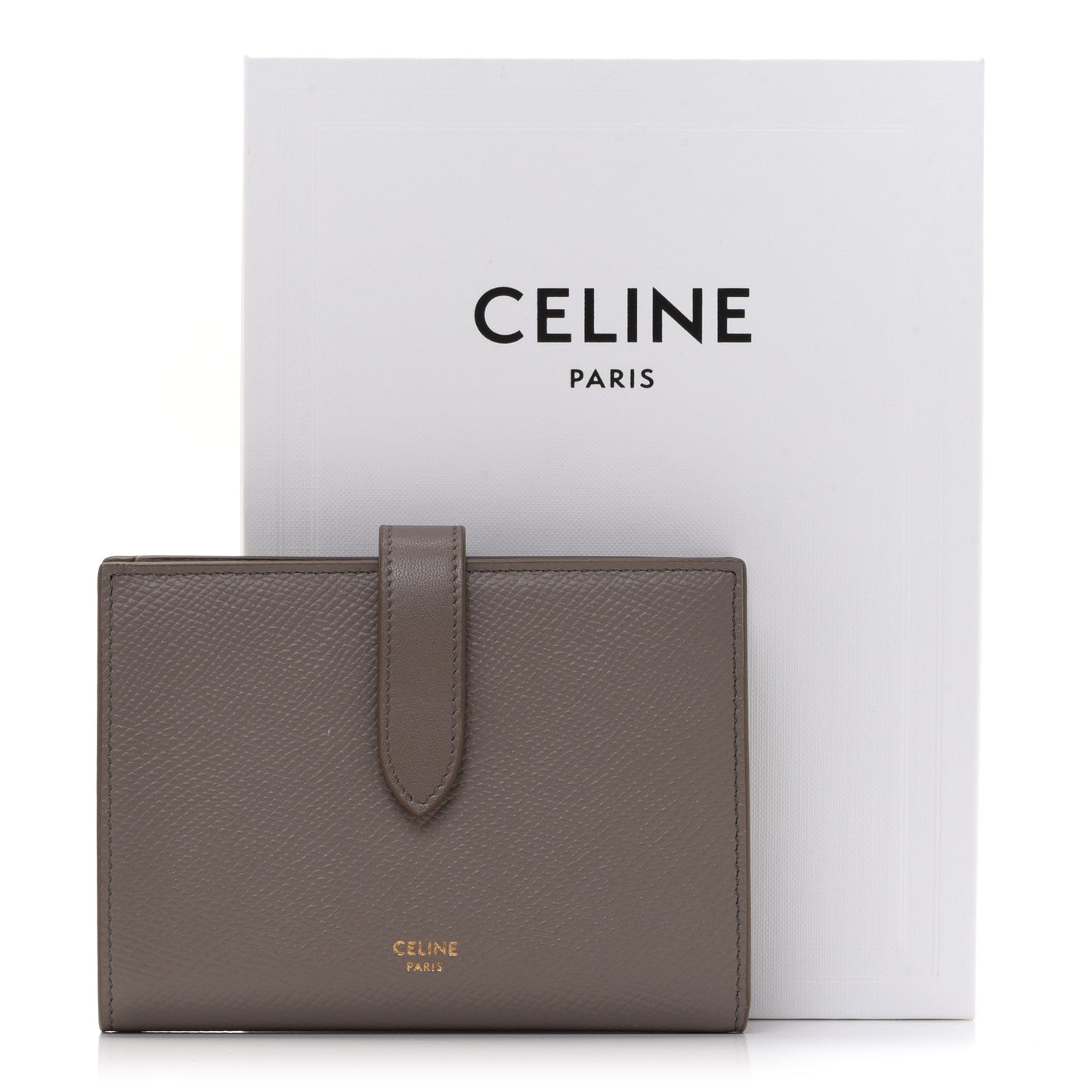 Grained Calfskin Medium Multifunction Strap Wallet Pebble