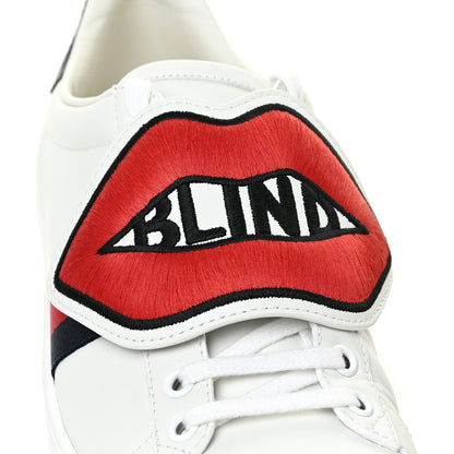 Gucci Calfskin Ayers Blind For Love Embroidered Womens Ace Sneakers 38 White 11 of 15