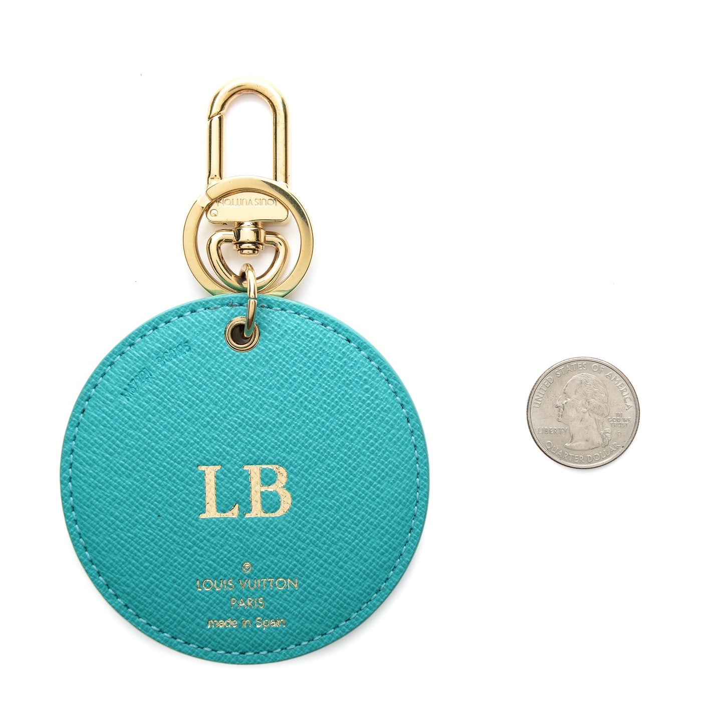 Monogram Illustre V Bag Charm Key Ring Turquoise