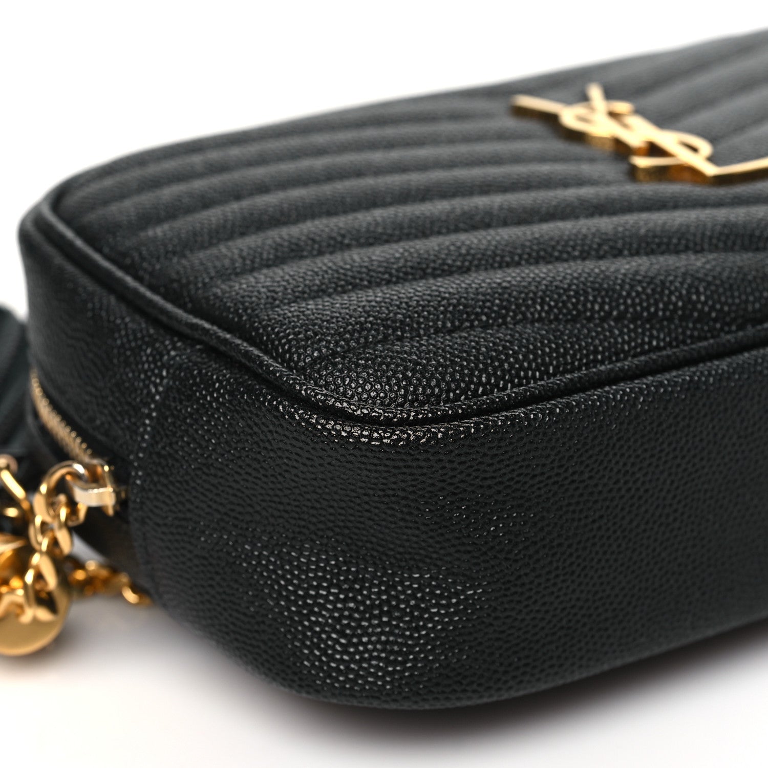 Saint Laurent Grain De Poudre Matelasse Monogram Mini Lou Camera Bag Black 8 of 9