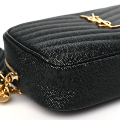 Saint Laurent Grain De Poudre Matelasse Monogram Mini Lou Camera Bag Black 8 of 9