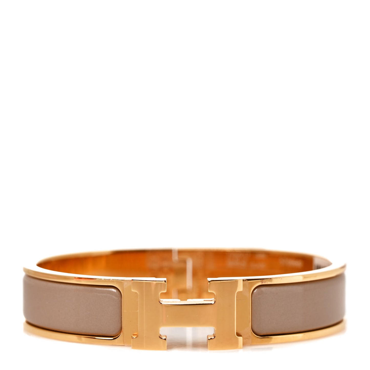 Enamel Narrow Clic Clac H Bracelet PM Marron Glace