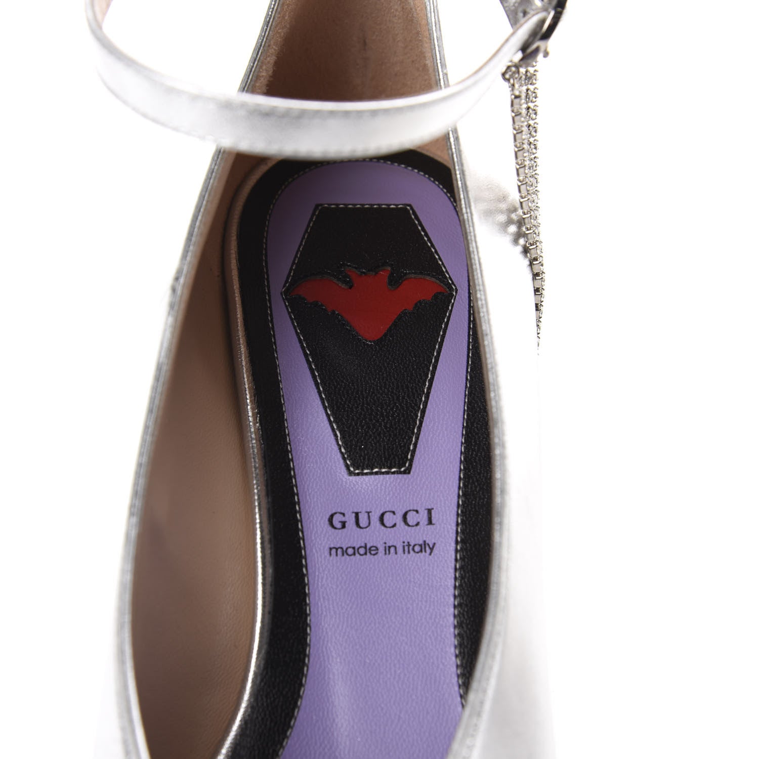 Gucci Metallic Nappa Crystal Square G Mid Heel Pumps 40 Silver 7 of 10