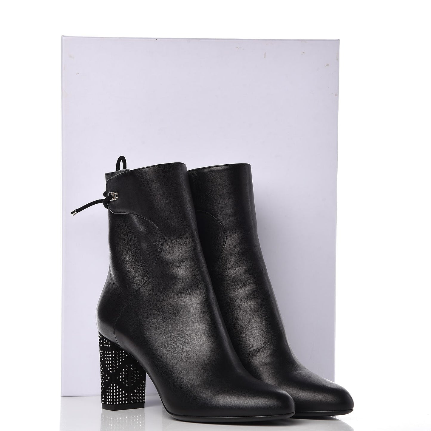 Calfskin Studded Stellar Ankle Boots 38 Black