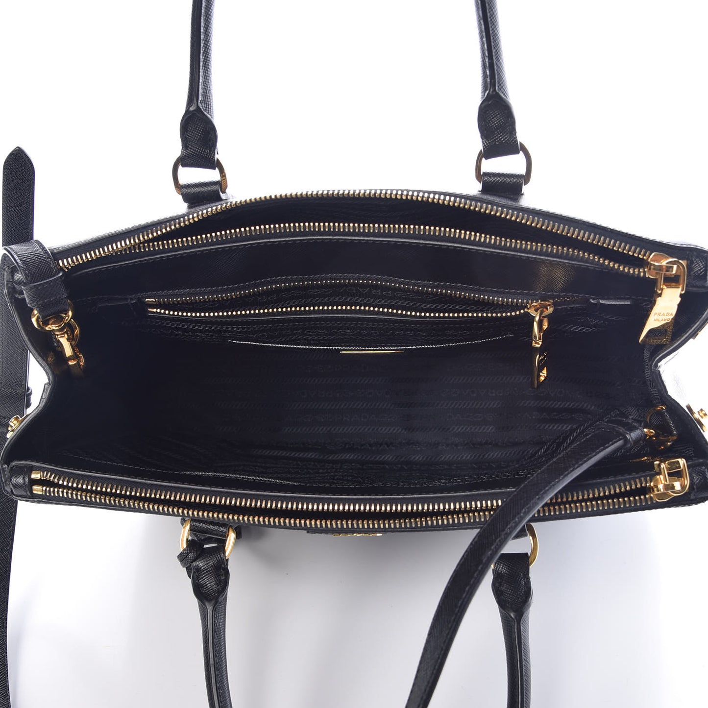 Saffiano Medium Galleria Double Zip Tote Black