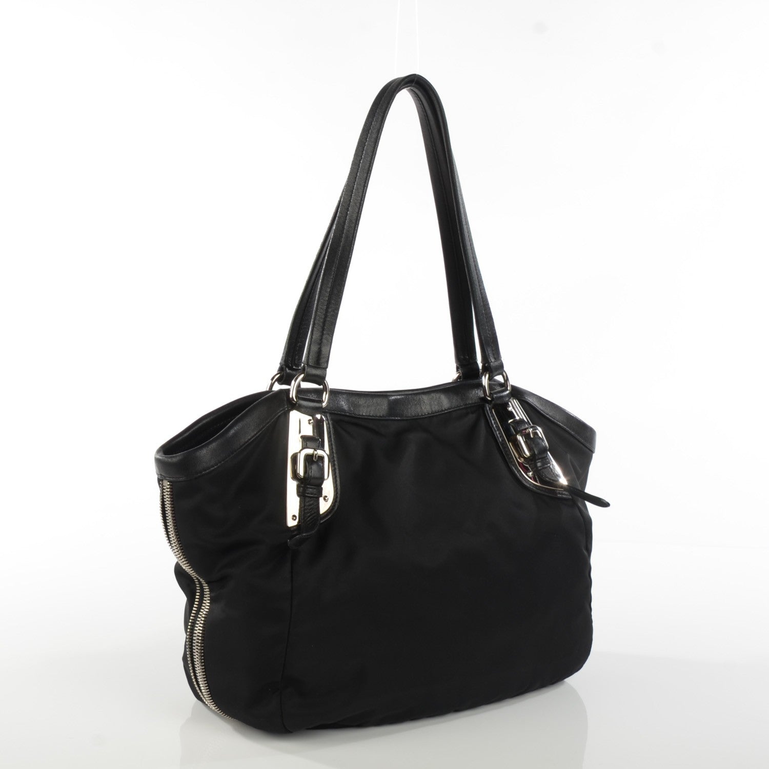 Prada Tessuto Nylon Nappa Shoulder Bag Nero Black 3 of 8