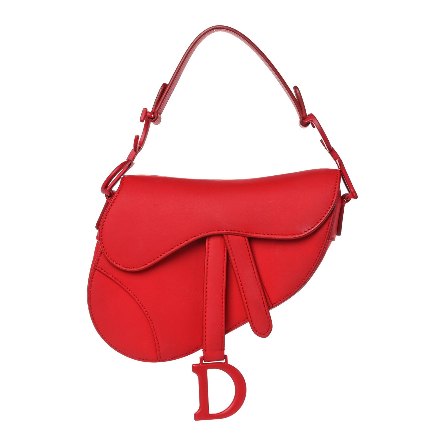 Ultra Matte Calfskin Mini Saddle Bag Red