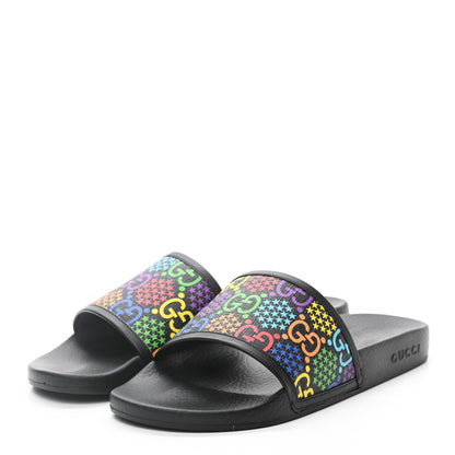 Gucci GG Supreme Monogram Psychedelic Mens Slide Sandals 9 Black Multicolor 3 of 8
