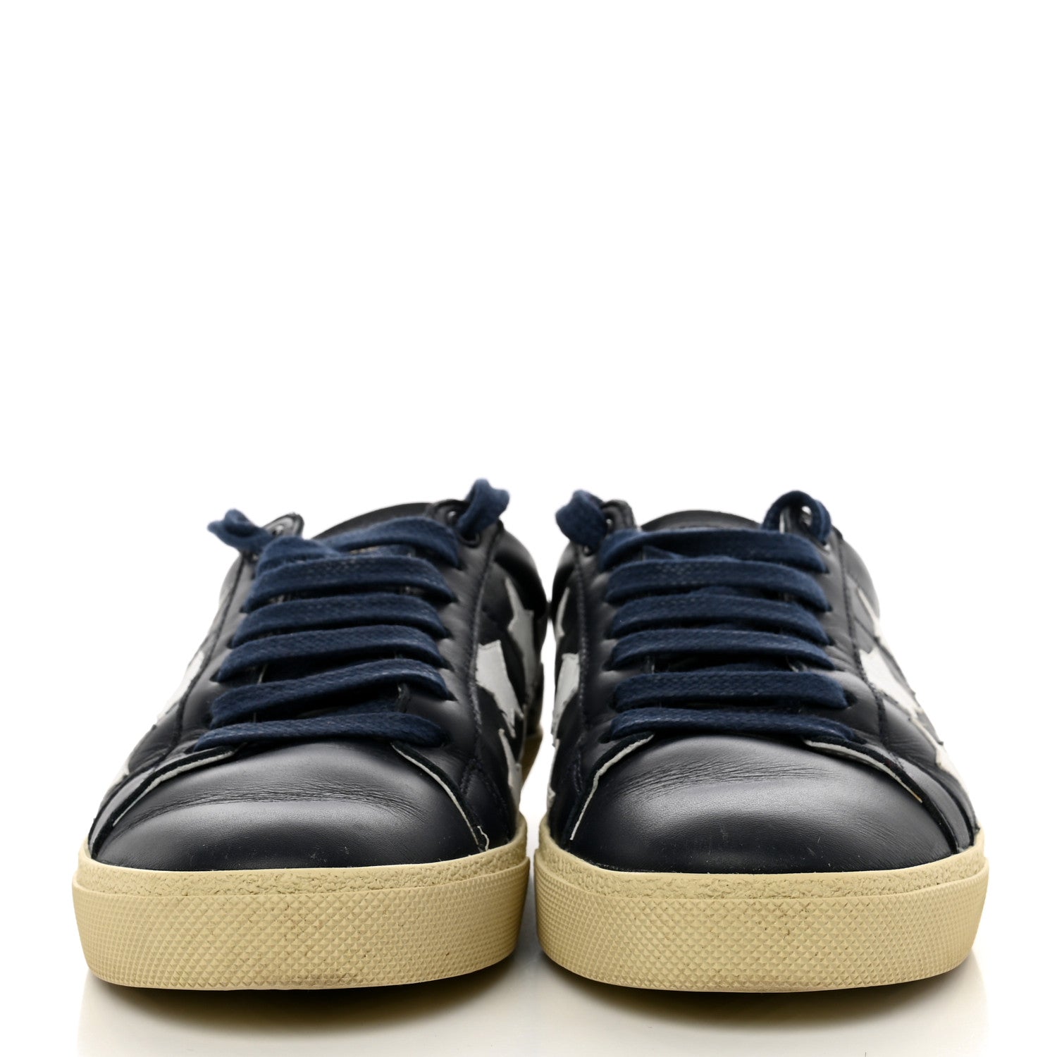 Saint Laurent Calfskin Star Court Sneakers Navy White Optique 36.5 2 of 9