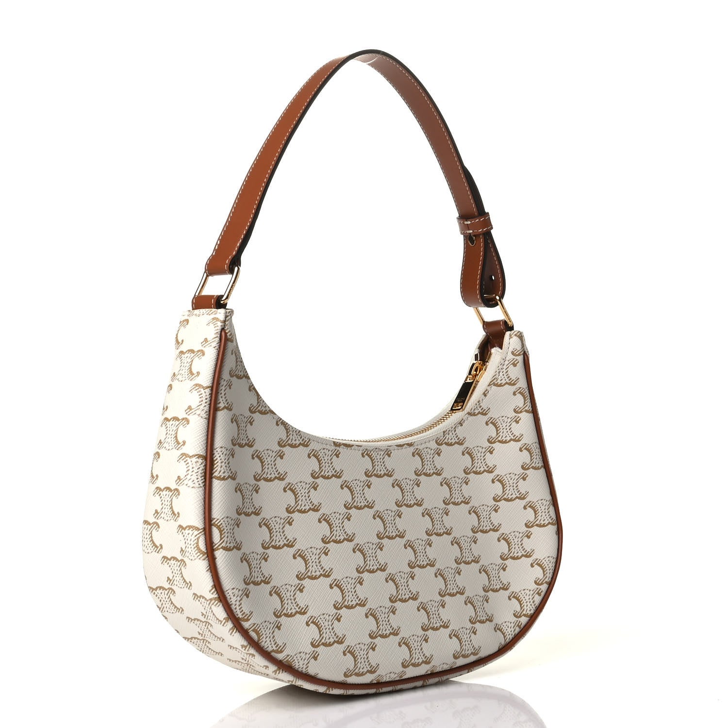 Celine Canvas Calfskin Ava Triomphe Shoulder Bag White 2 of 4