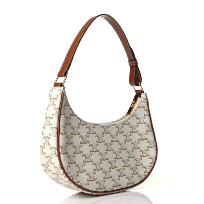 Celine Canvas Calfskin Ava Triomphe Shoulder Bag White 2 of 4