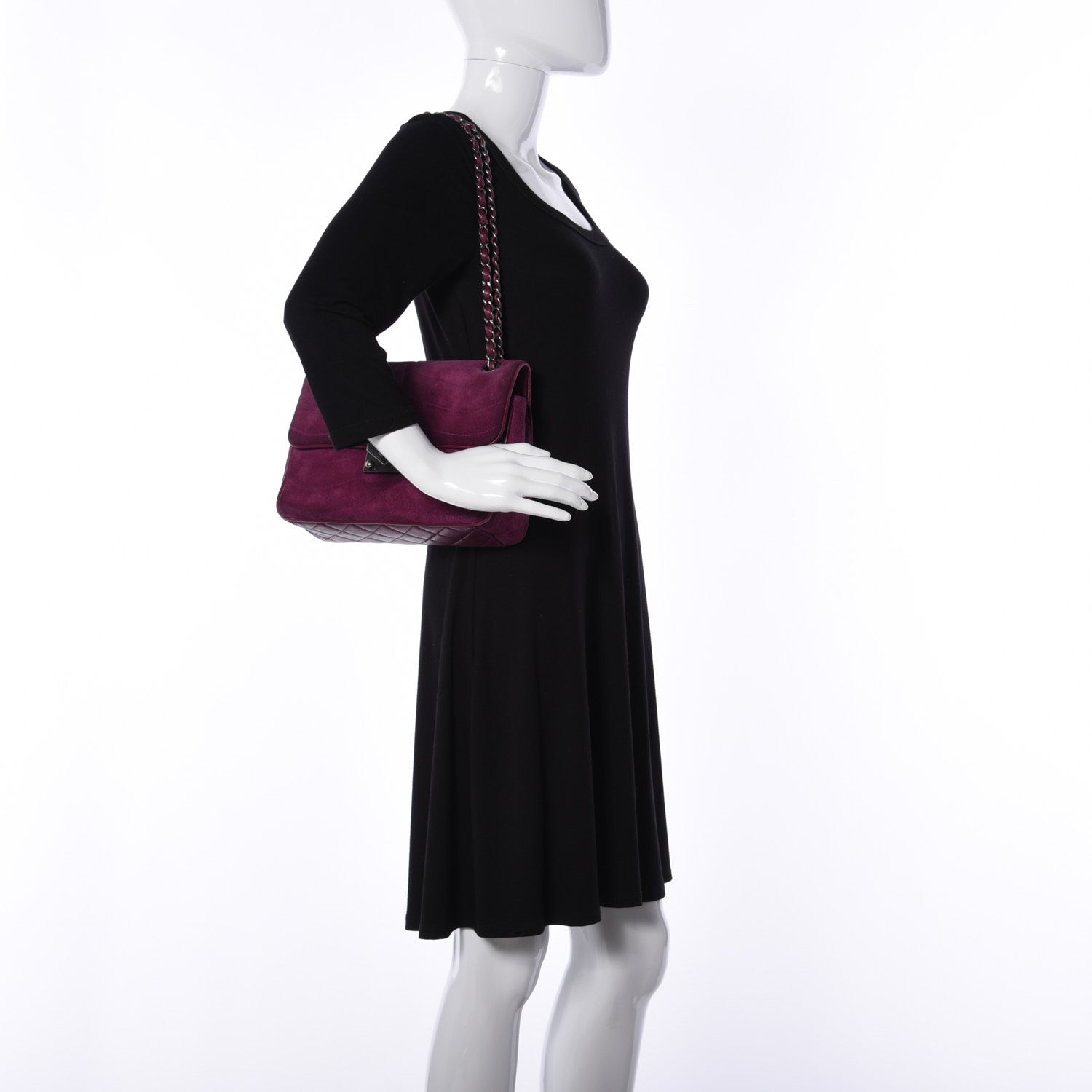Chanel Suede Lambskin Scallop Quilted Medium Pagoda Flap Purple 2 of 18