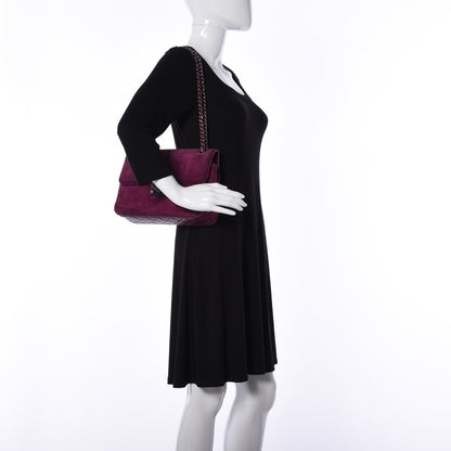 Chanel Suede Lambskin Scallop Quilted Medium Pagoda Flap Purple 2 of 18