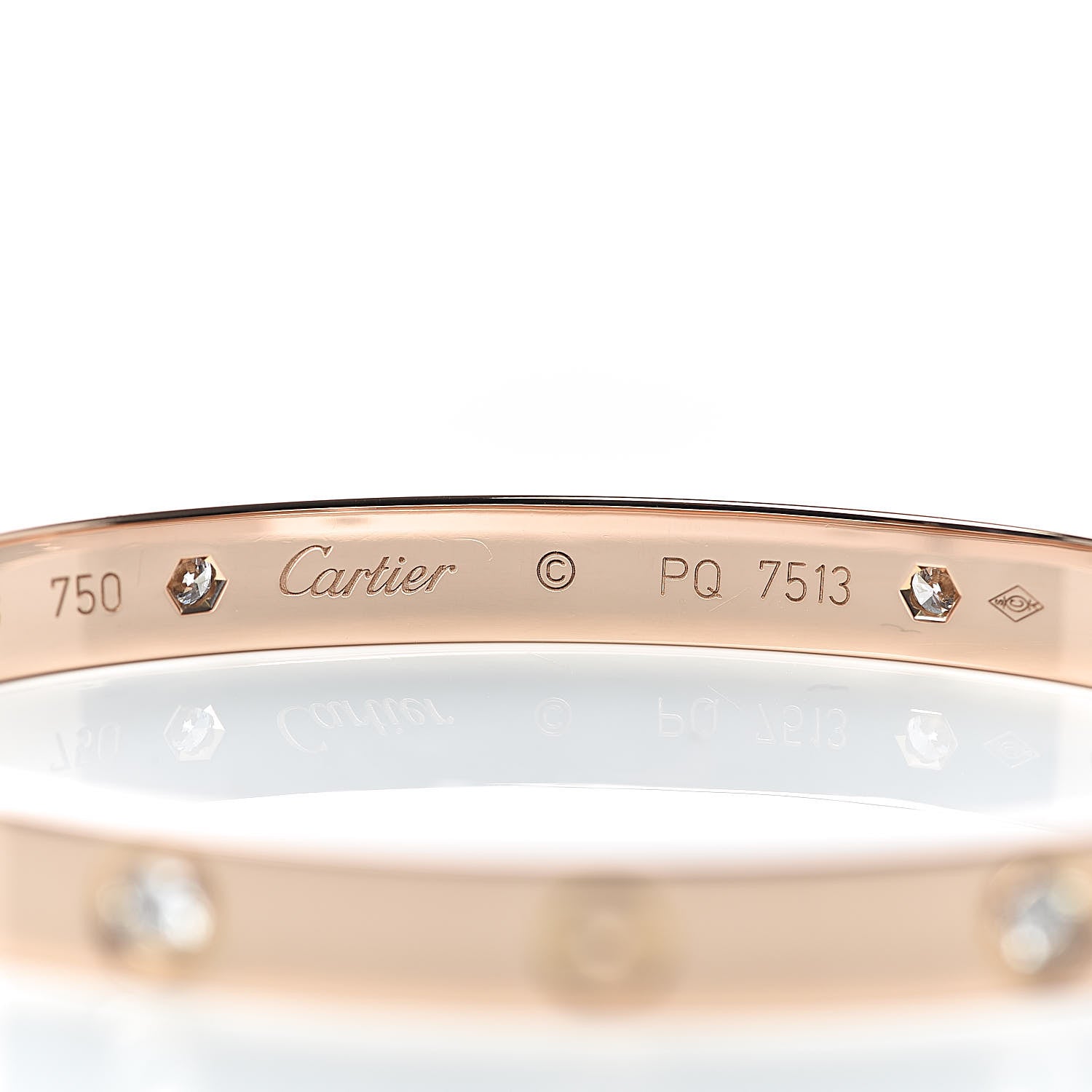 Cartier 18K Pink Gold 4 Diamond LOVE Bracelet 18 5 of 8