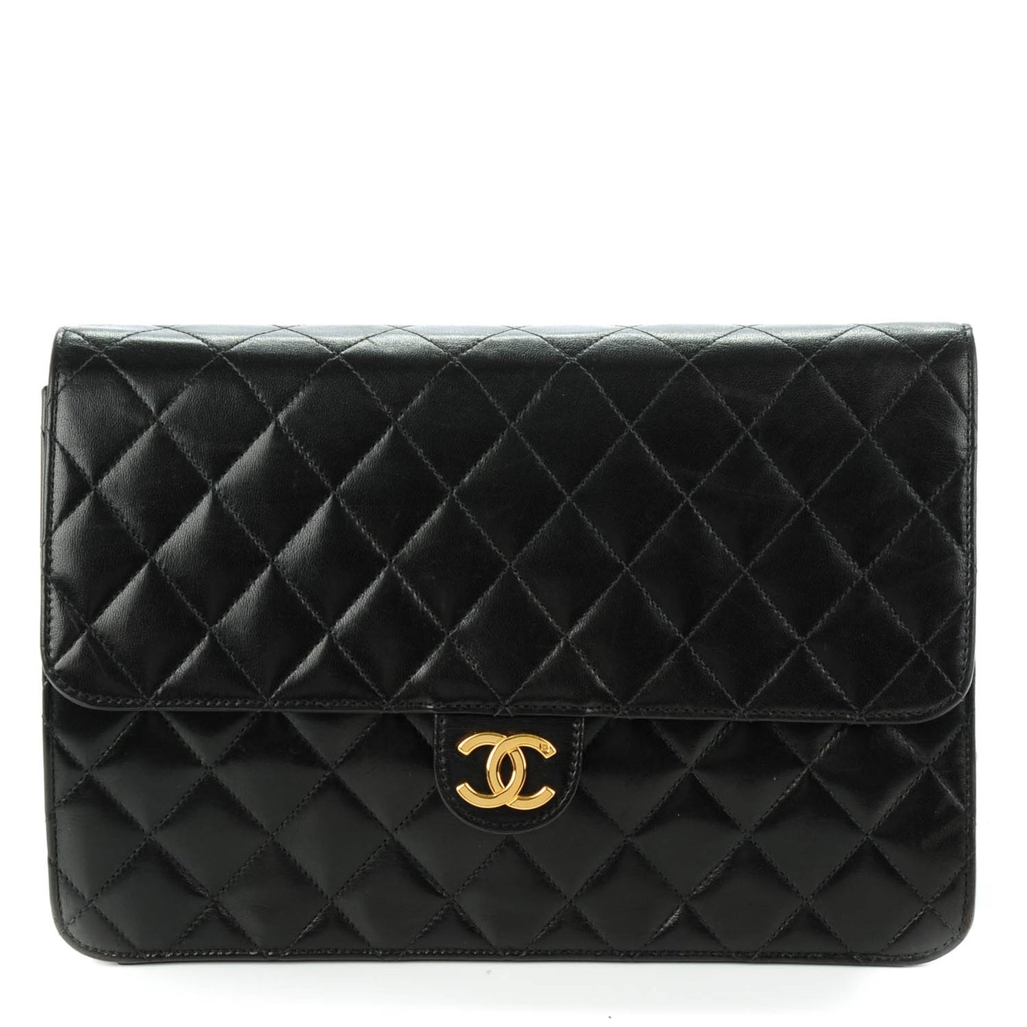 Lambskin Quilted Small Single Flap Black