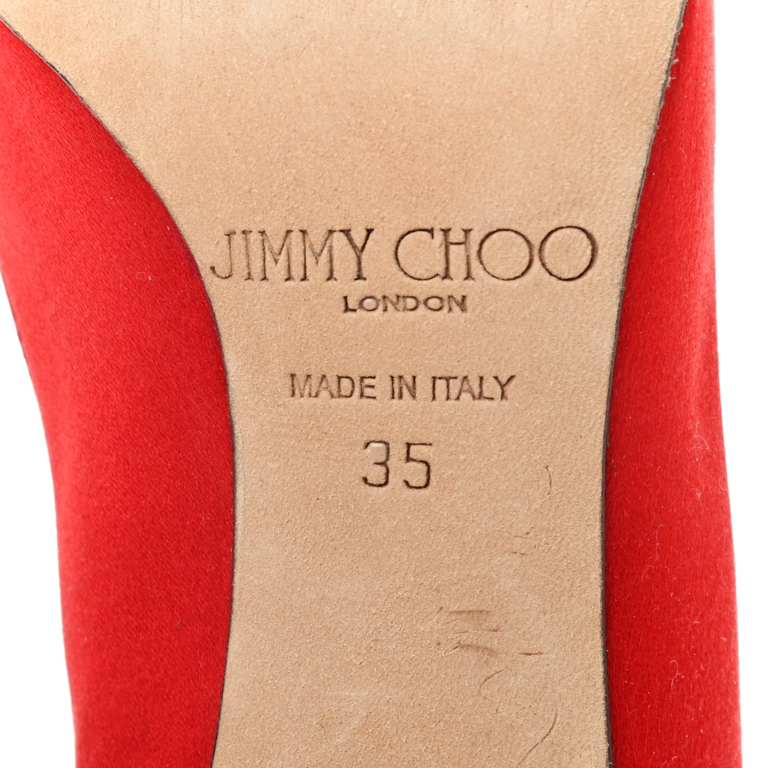Jimmy Choo Satin Crystal Mamey Pumps 35 Red 6 of 7