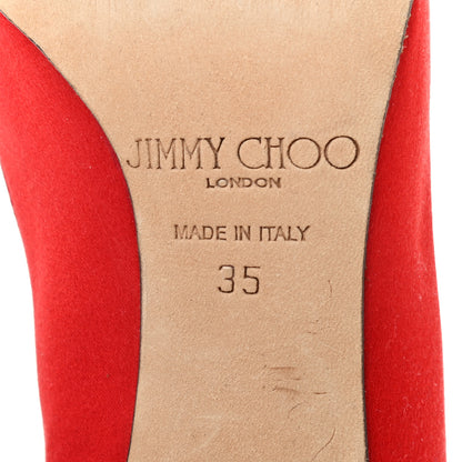 Jimmy Choo Satin Crystal Mamey Pumps 35 Red 6 of 7