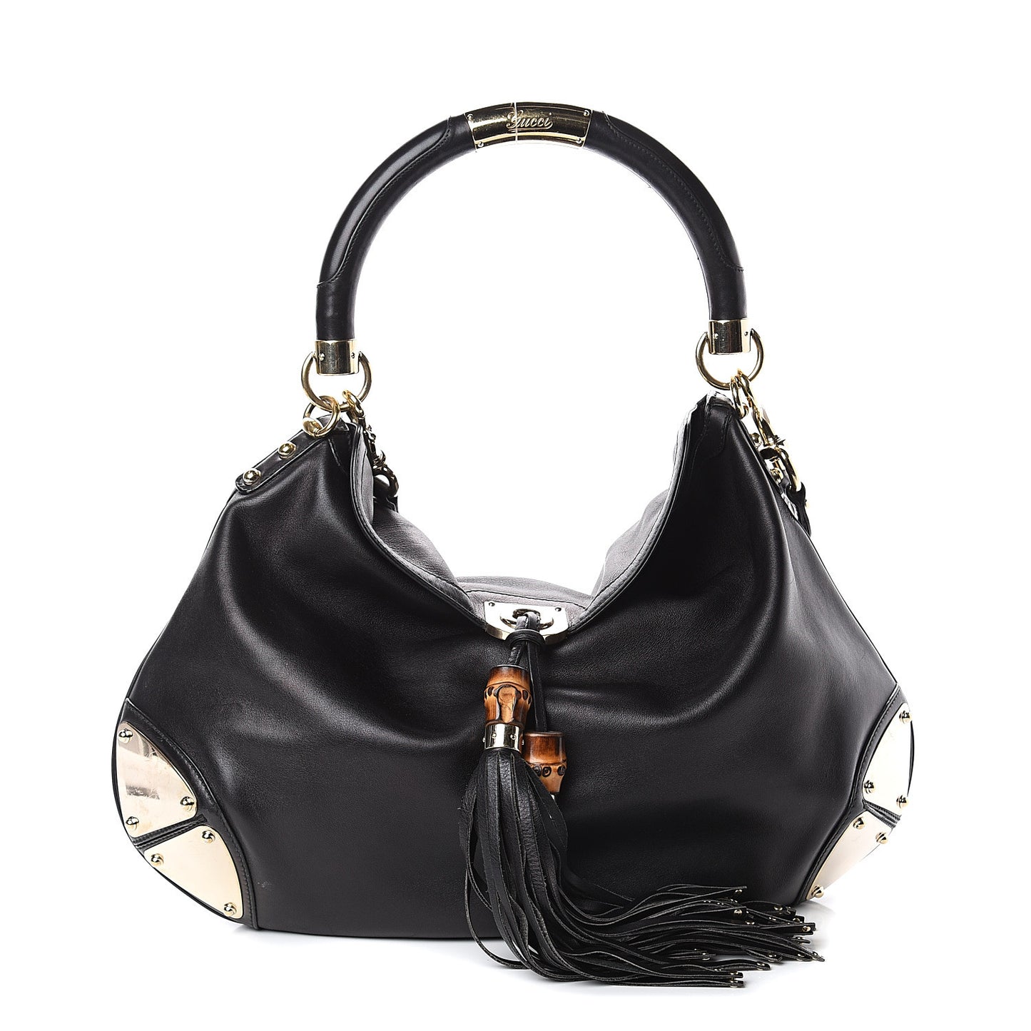 Calfskin Large Indy Top Handle Hobo Black