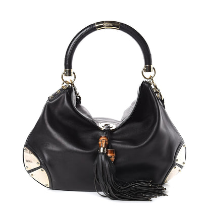 Gucci Calfskin Large Indy Top Handle Hobo Black 1 of 8
