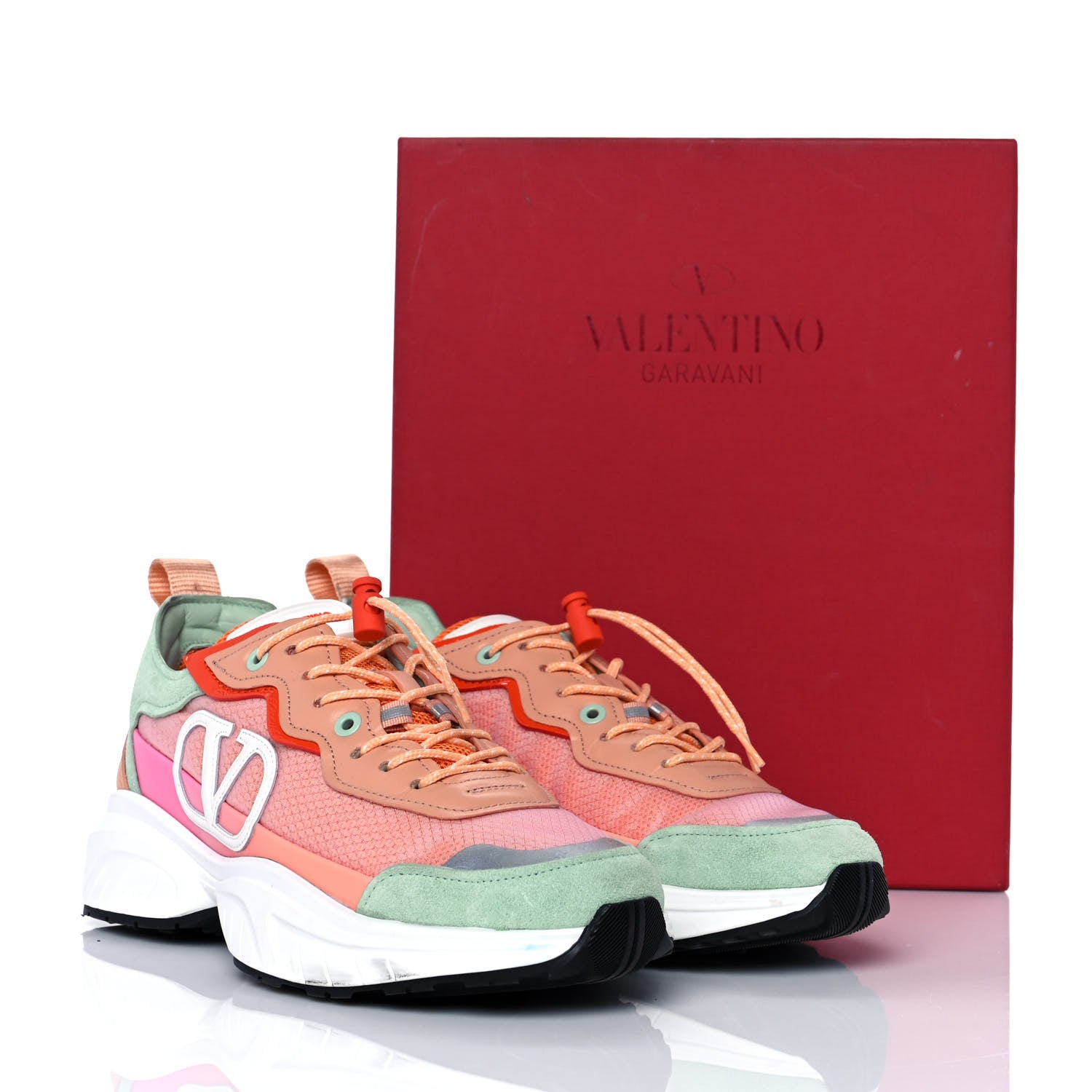 Valentino Garavani Calfskin Split Shegoes Sneakers 38.5 Light Mint Pesca Goldfish 10 of 10