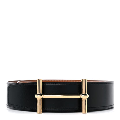 Hermes Box Togo 32mm H d'Ancre Belt 85 34 Black Gold 1 of 5
