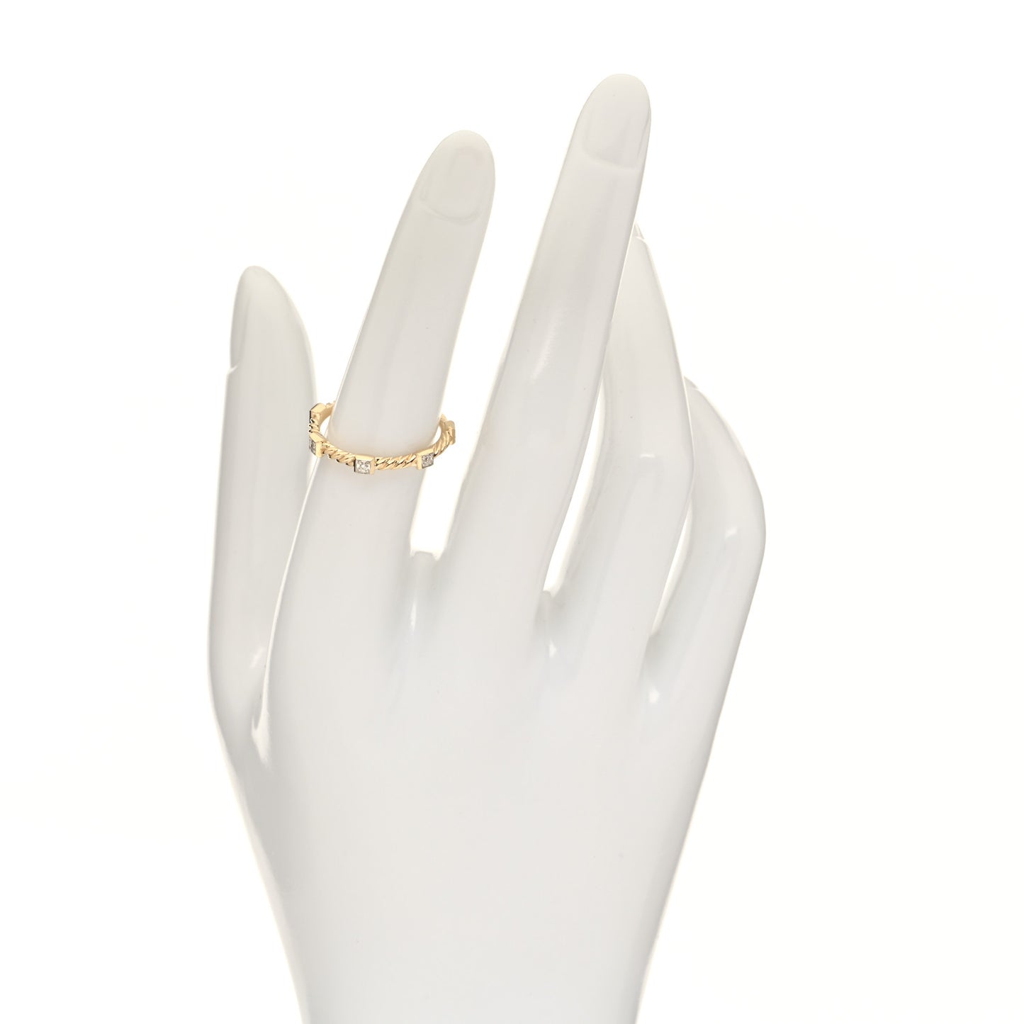 18K Yellow Gold Diamond Cable Collectibles Stack Ring 52 6