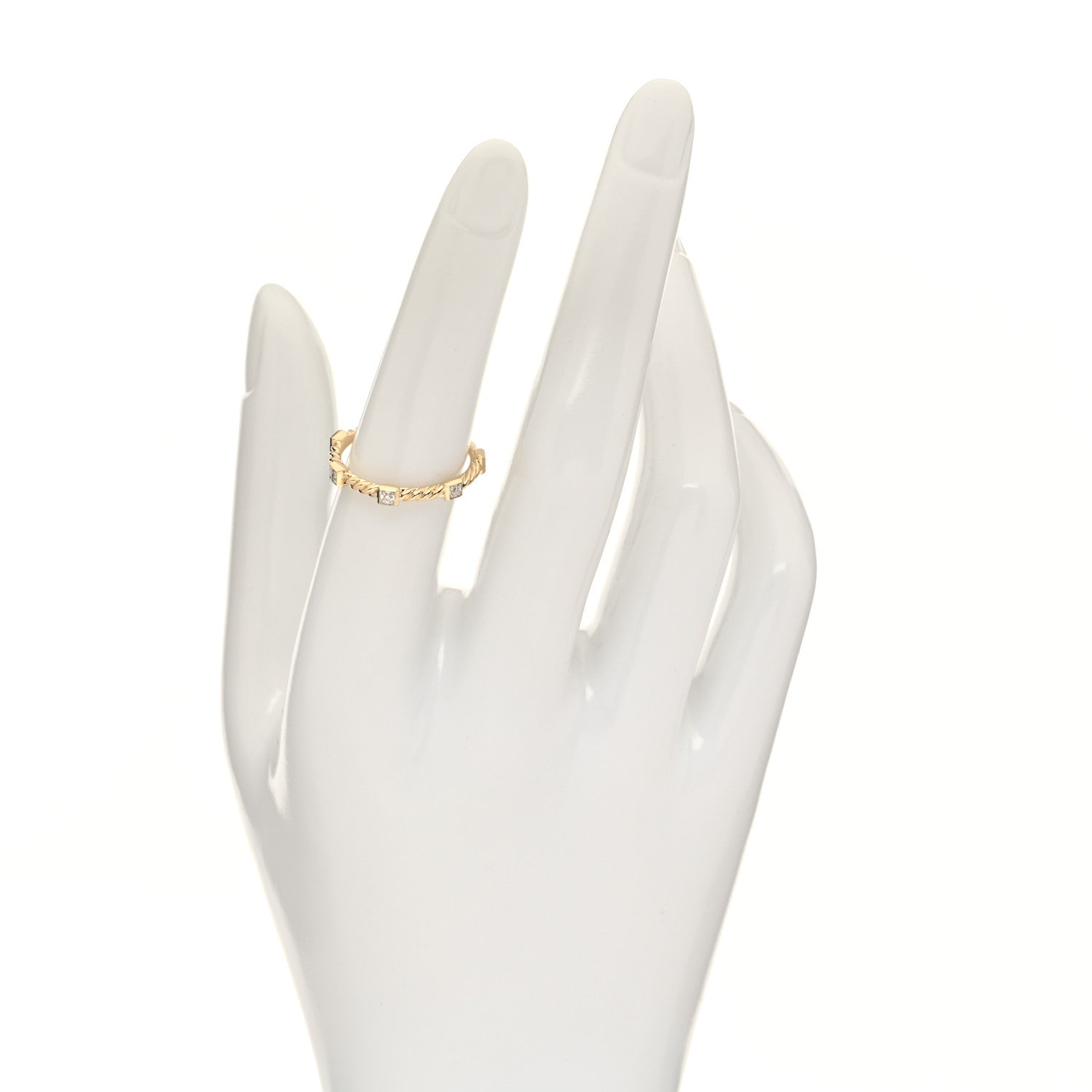 David Yurman 18K Yellow Gold Diamond Cable Collectibles Stack Ring 52 6 2 of 4