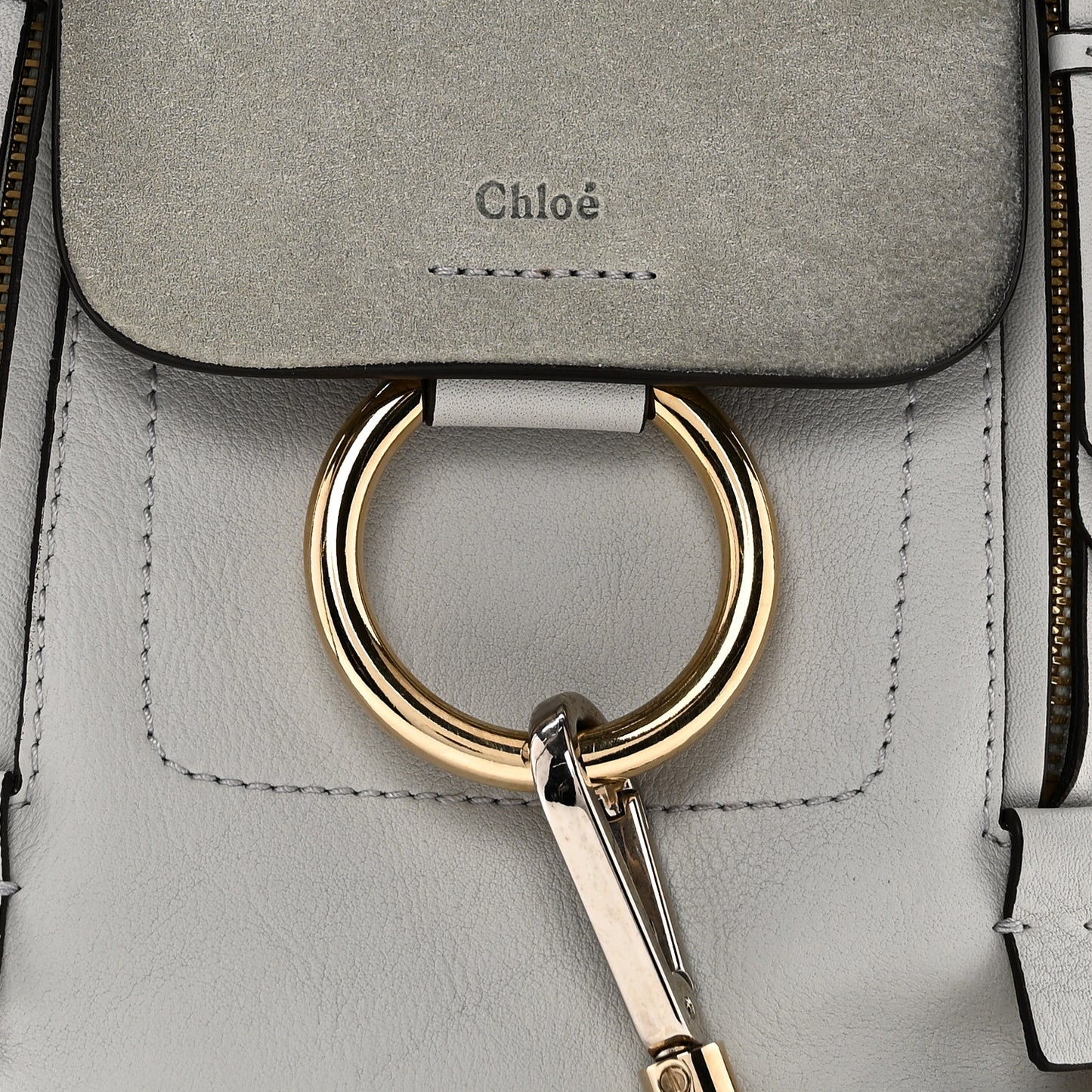 Suede Calfskin Mini Faye Backpack Airy Grey