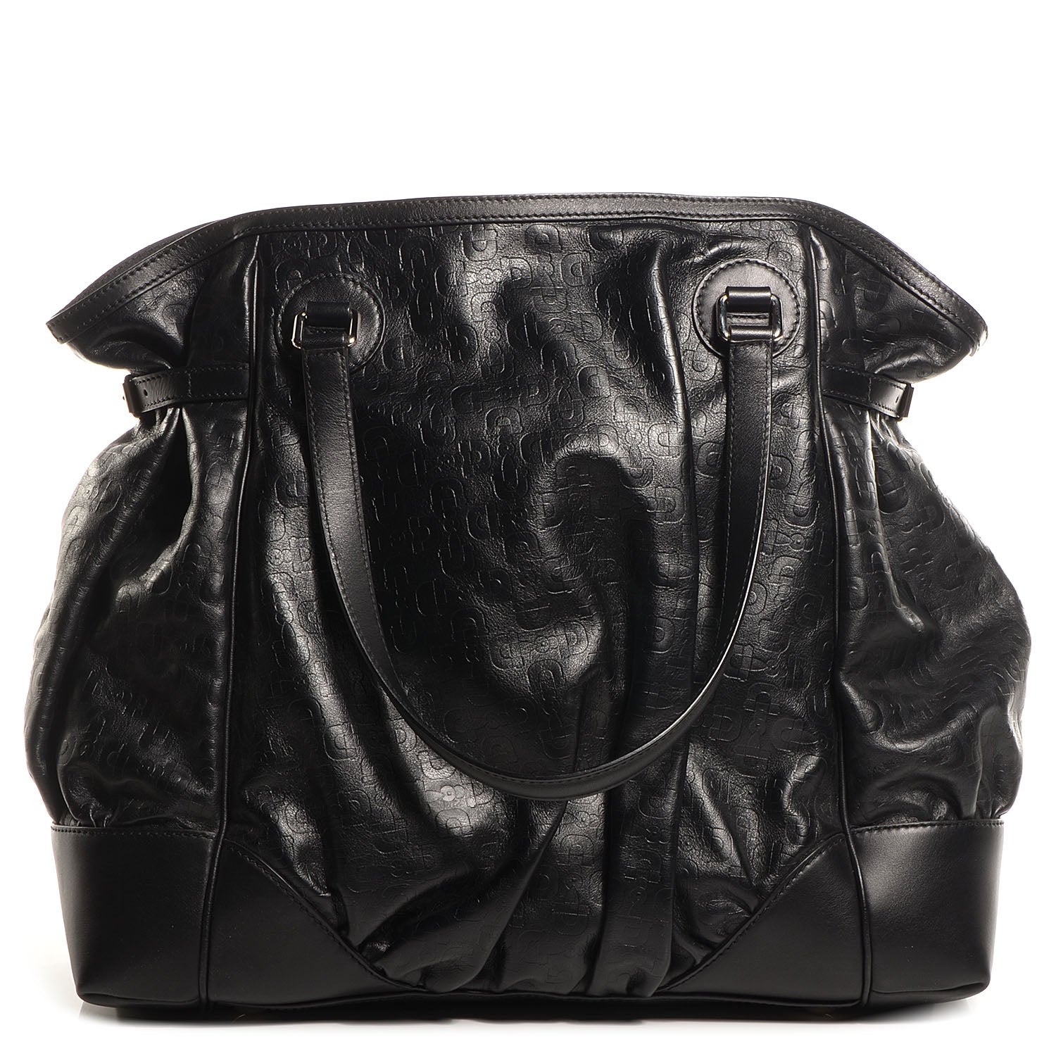 Gucci Horsebit Embossed Full Moon Tote Black 1 of 7