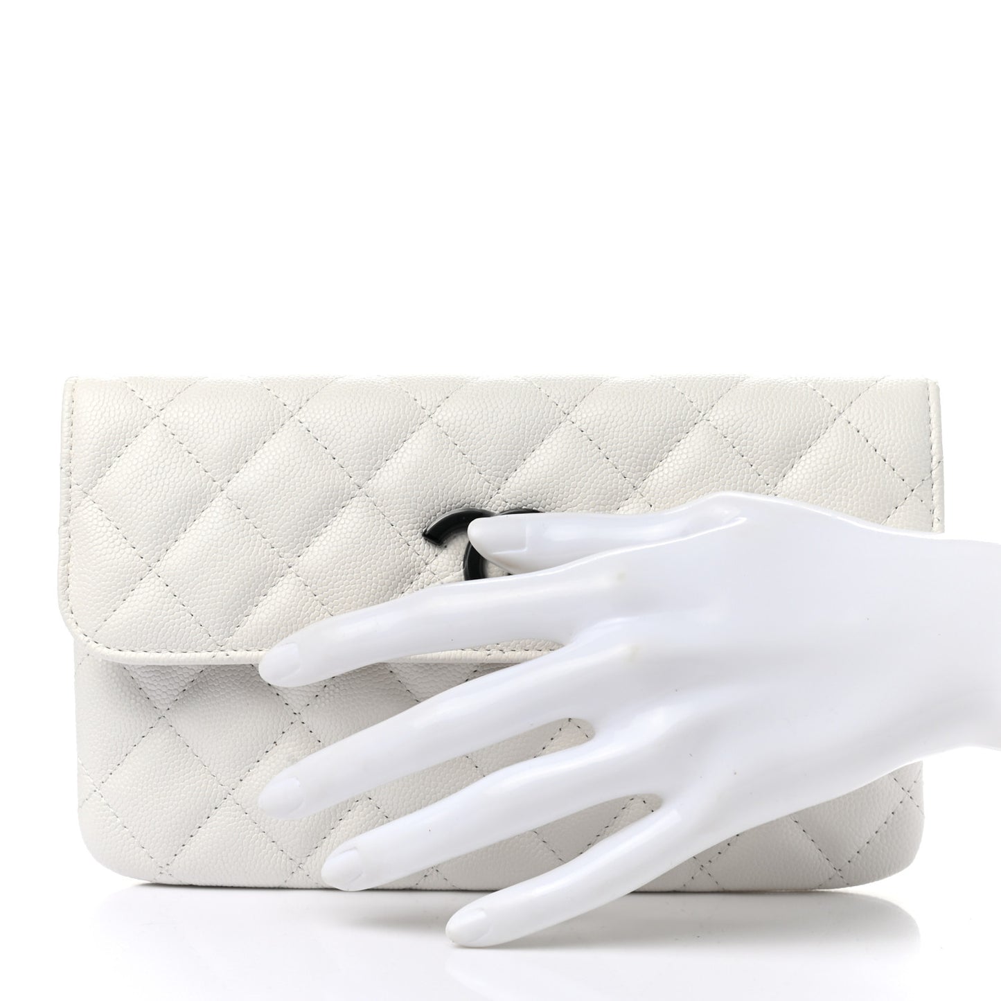 Caviar Quilted My Everything Flap Pouch White