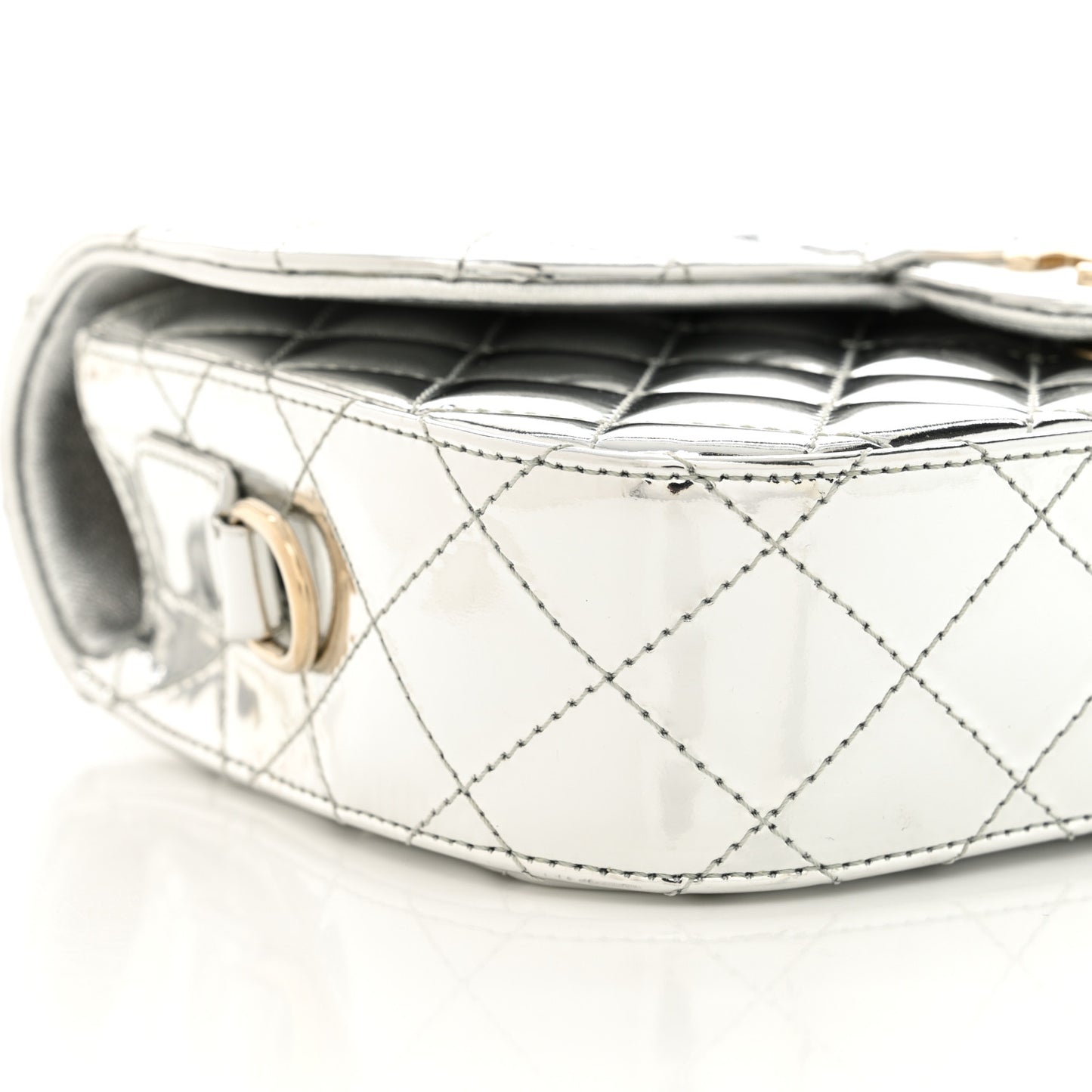 Mirror Calfskin Metallic Calfskin Medium Hollywood Boulevard Flap With Star Coin Purse Silvery