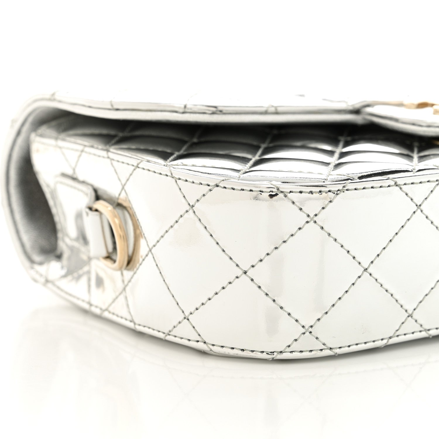 Chanel Mirror Calfskin Metallic Calfskin Medium Hollywood Boulevard Flap With Star Coin Purse Silvery 10 of 12
