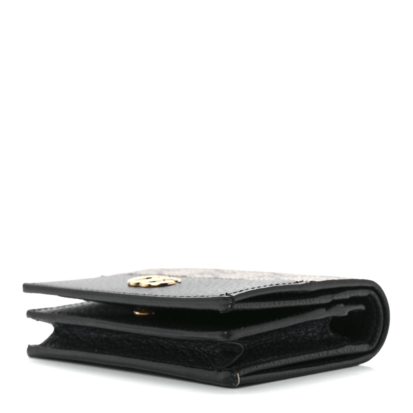 Dollar Calfskin GG Supreme Monogram GG Marmont Card Case Black Beige Ebony