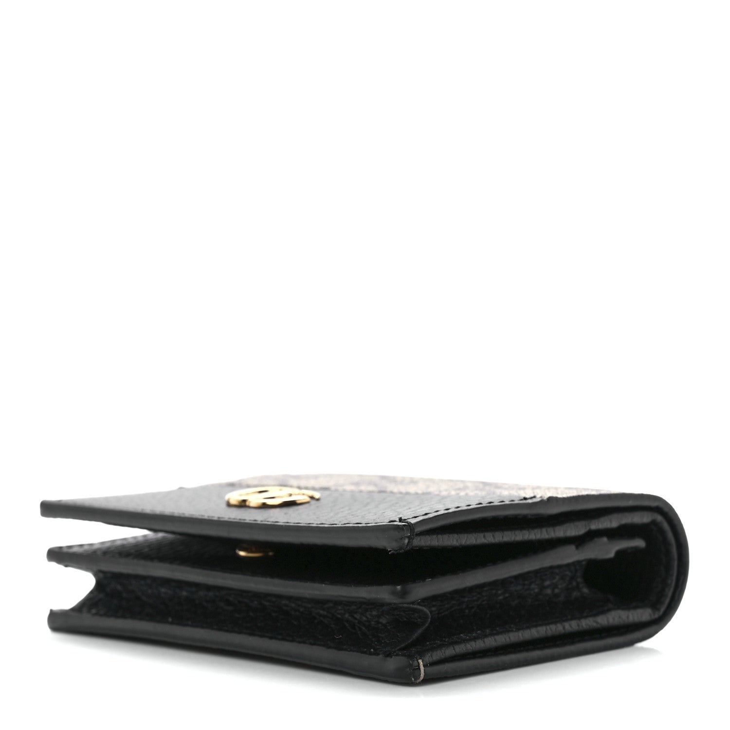 Gucci Dollar Calfskin GG Supreme Monogram GG Marmont Card Case Black Beige Ebony 8 of 11
